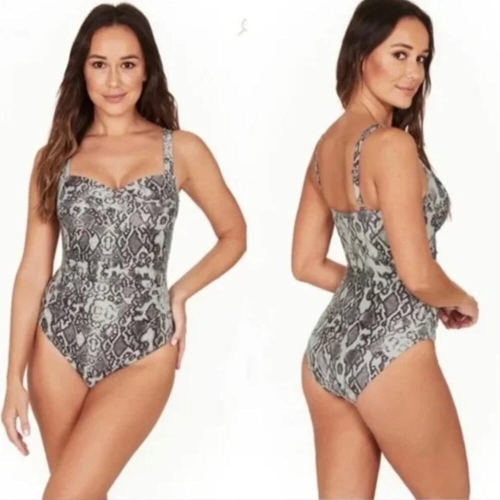 NipTuck Swim Snakeskin One Piece Swimsuit Brown Beige Tummy Control Womens US 4 - Picture 8 of 8
